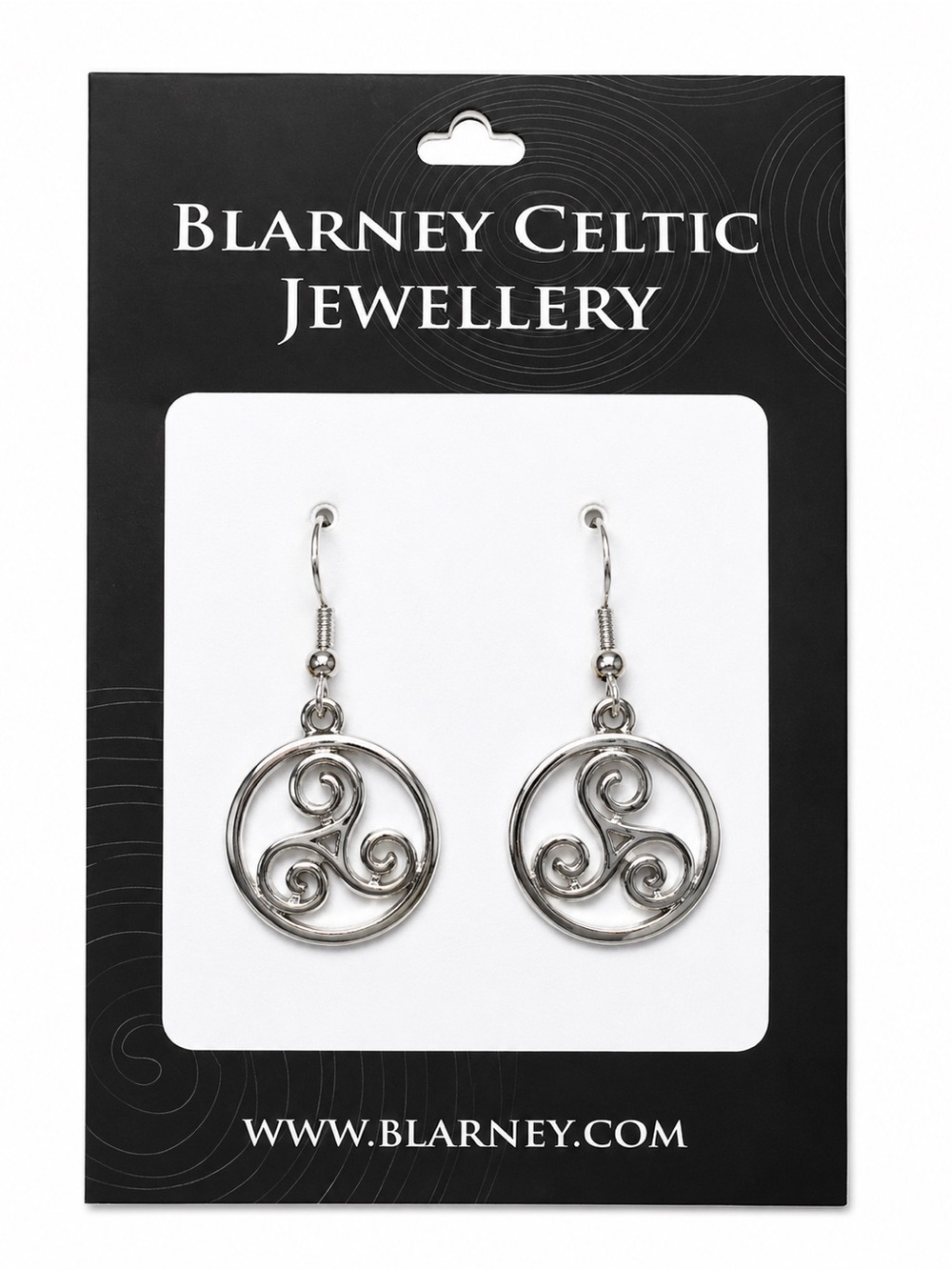 Blarney Celtic Silver Triskelion Drop Earrings